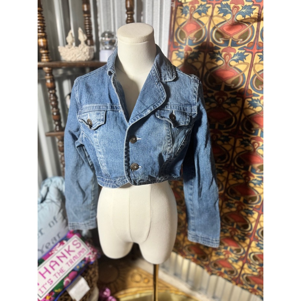 Lola Cropped Denim Jacket, Fitted Button Up Jean Jacket, Women's